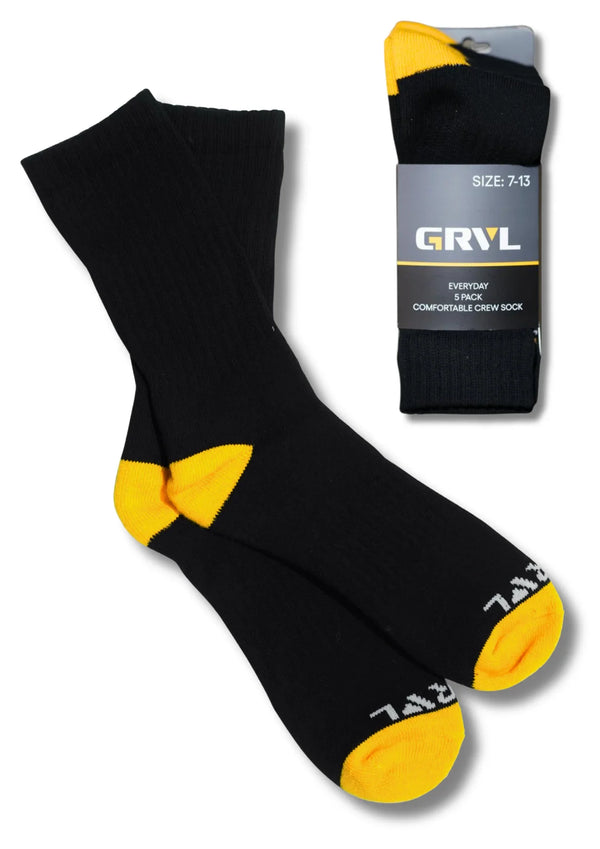 GRVL Everyday Crew Socks - 5 Pack